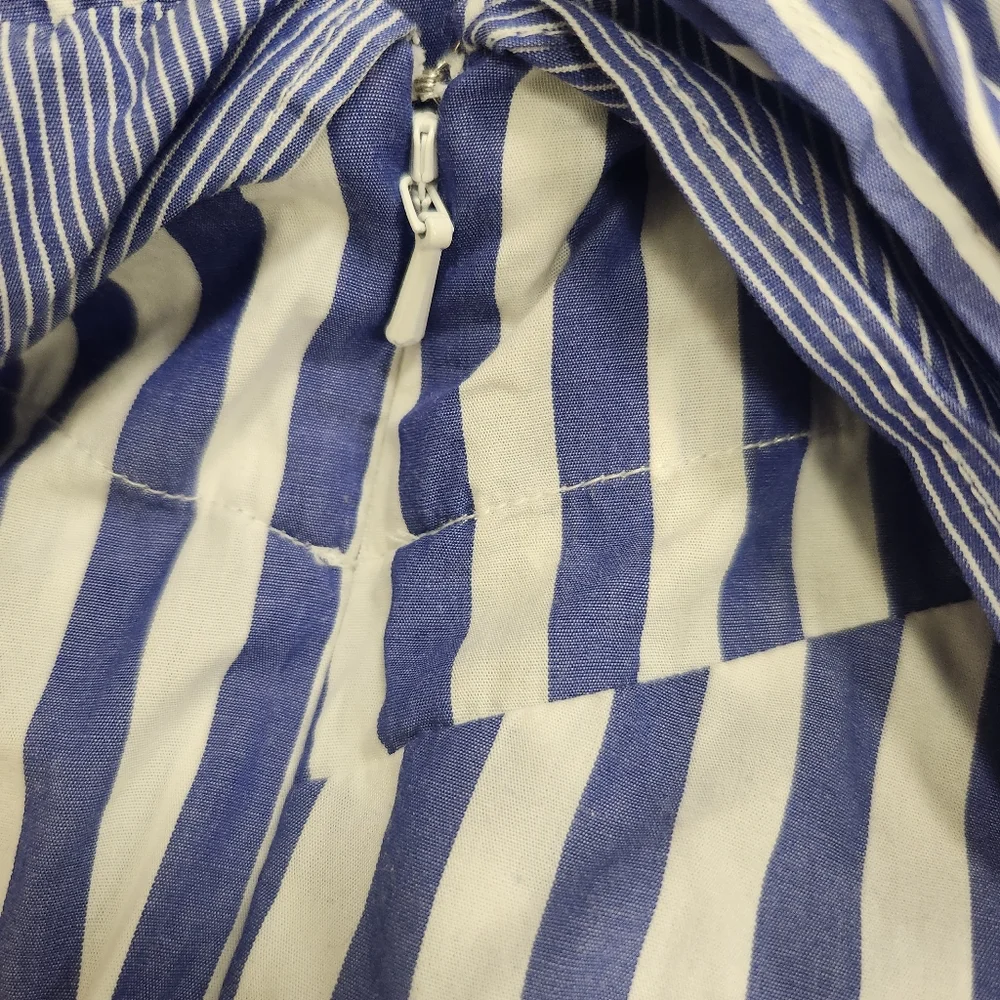 J. Crew One Shoulder Blue Mixed Stripe Jumpsuit Sz 0. New without tags